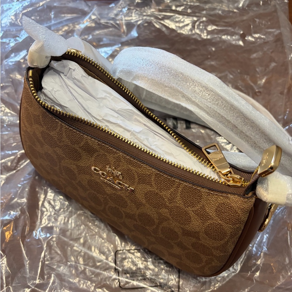 Coach Teri Shoulder Crossbody Bag In Signature Canvas/Tan/Brown CV933 NWT - Picture 4 of 12
